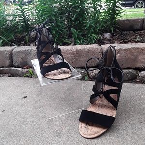 Sam Edelman Dean Black Suede Sandals Women's Sz 8